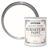 Rust-Oleum Chalk White Chalky Matt Furniture Paint 750ml