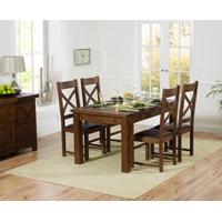 rustique 120cm dark solid oak extending dining table with cheshire cha ...