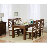 Rustique 180cm Dark Solid Oak Extending Dining Table with 8 Cheshire Chairs