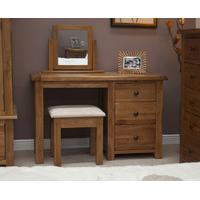 Rustic Oak Dressing Table with Stool