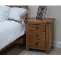 Rustic Oak 3 Drawer Bedside Chest