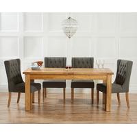Rustique 180cm Solid Oak Extending Dining Table with Safia Fabric Chairs