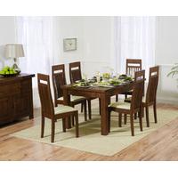 Rustique 150cm Dark Solid Oak Extending Dining Table with 8 Monaco Chairs