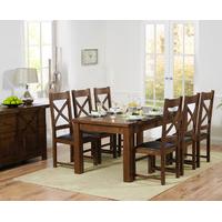 Rustique 180cm Dark Solid Oak Extending Dining Table with Cheshire Chairs