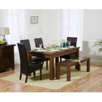 rustique 180cm dark oak extending dining table with wng chairs and a b ...