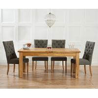 Rustique 180cm Solid Oak Extending Dining Table with Anais Fabric Chairs
