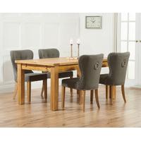 Rustique 180cm Solid Oak Extending Dining Table with Knightsbridge Fabric Chairs