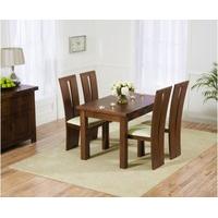 rustique 120cm dark solid oak extending dining table with montreal cha ...