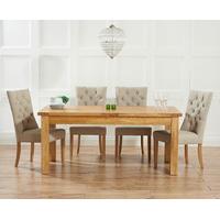 Rustique 150cm Solid Oak Extending Dining Table with Anais Fabric Chairs