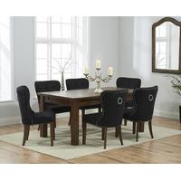 Rustique 180cm Dark Solid Oak Extending Dining Table with Knightsbridge Fabric Dark Oak Leg Chairs