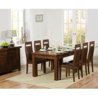 Rustique 180cm Dark Solid Oak Extending Dining Table with Monaco Chairs