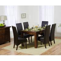 rustique 150cm dark solid oak extending dining table with wng chairs