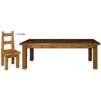 Rustic Pine Dining Set - 213cm with 8 Chairs