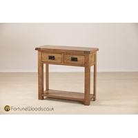 Rustic Oak Console Table with 2 Drawer