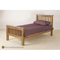 Rustic Oak Bed - 3ft Single High Foot End