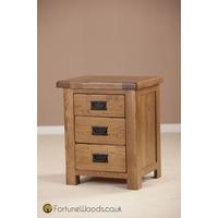 Rustic Oak Bedside Cabinet - 3 Drawer