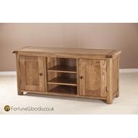 Rustic Oak TV Unit - Large with Wooden Door