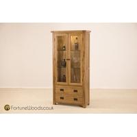 Rustic Oak Glass Display Cabinet