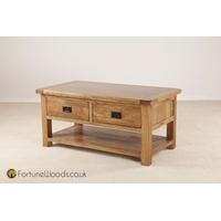 rustic oak coffee table with drawer