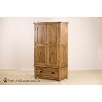 rustic oak wardrobe 2 door 1 drawer gents