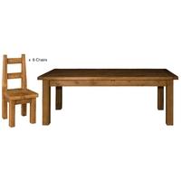 Rustic Pine Dining Set - 183cm with 6 Chairs