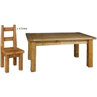 Rustic Pine Dining Set - 152cm with 6 Chairs