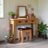 Rustic Oak Console Dressing Table Set