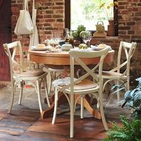 Rustic Oak 110-145 Ext. Round Table and 4 Bistro Chairs