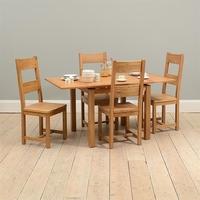 Rustic Oak 90cm-155cm Ext. Table and 4 Ladderback Chairs