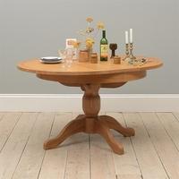 rustic oak 110 145cm round ext table