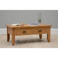 Rustic Oak Coffee Table with Drawers