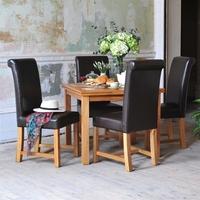 rustic oak 90cm 155cm ext table and 4 rollback chairs