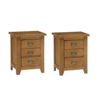 Rustic Oak Bedside Cabinets Set of 2