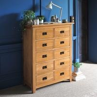 Rustic Oak Large 10 Drawer Chest