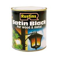 Rustins SATB500 Quick Drying Satin Black Paint 500ml