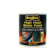 Rustins HRBL250 High Heat Paint 600°C Black 250ml