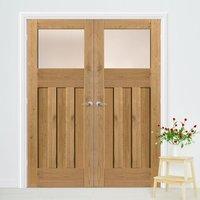Rustic Oak 1930 DX Shaker Prefinished Door Pair With Obscure Safety Glass