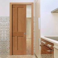 Rushmore Oak Pocket Fire Door - Flat Panels - 1/2 Hour Fire Rated