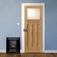 Rustic Oak 1930 DX Shaker Prefinished Door With Obscure Safety Glass