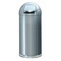 Rubbermaid EasyPush (56 litre) Waste Bin with Galvanised Liner Round Top Powder Coated (Silver)