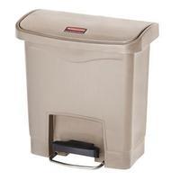 rubbermaid slim 15l step bin beige single