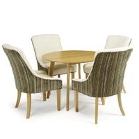 Ruby Dining Table In Oak With 4 Hannah Chair In Aubergine Pearl