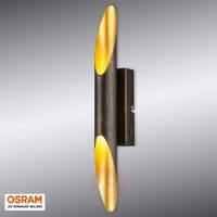 Rust-coloured Bolero LED wall light, golden inner