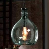 Rustic glass hanging light Laia, blue