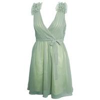 ruffle shoulder chiffon dress