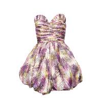 Ruched Print Puffball Dress