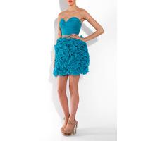 ruffle dress with ruched bodice