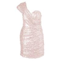 Ruched Sequin Sash Dress