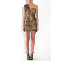 ruched sequin sash dress