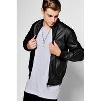 Rubberised Faux Leather Bomber Jacket - black